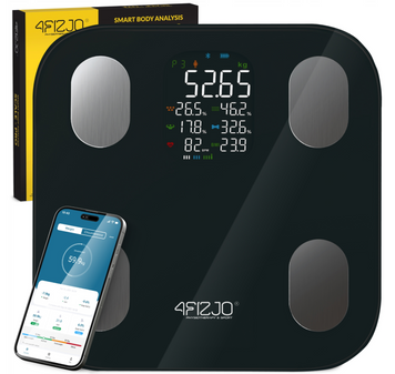Смарт ваги підлогові 4FIZJO BMI GLASS SMART 180 кг, Bluetooth, Wi-Fi, аналіз тіла, BMI, точність 100 г, скляні 4FIZJO_BMI_GLASS_SMART фото